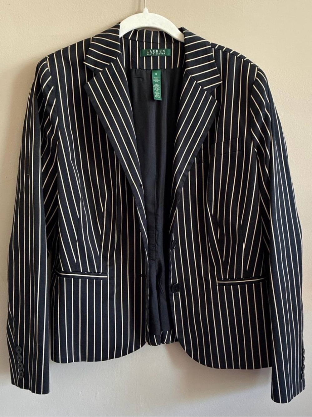 Lauren Ralph Lauren Navy Blazer with White Pinstripes